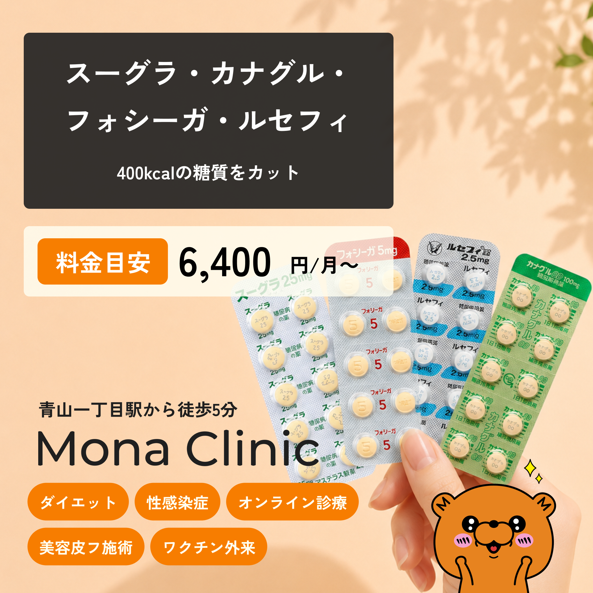 SGLT2阻害薬(約400kcalの糖カット) - 送料・診察料込